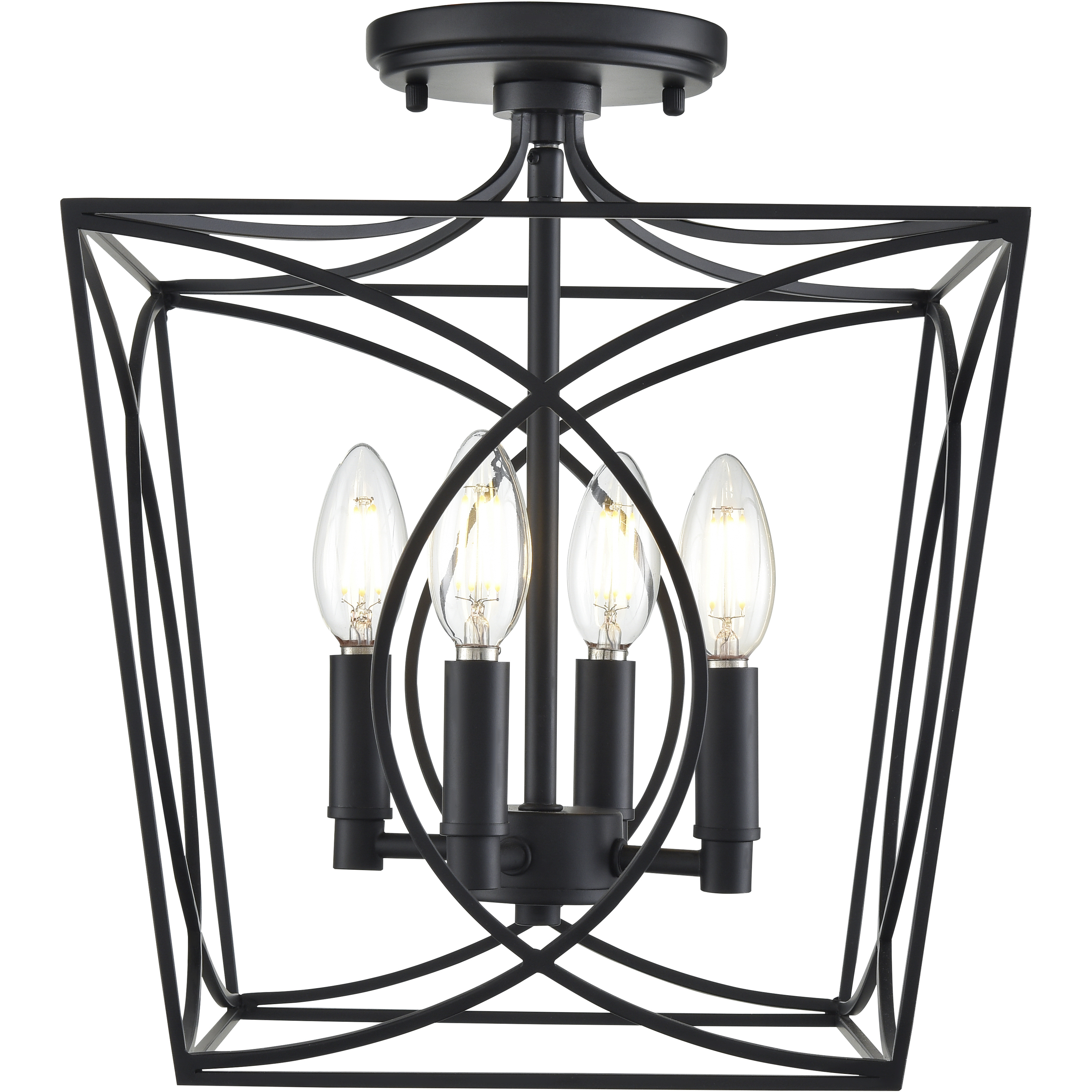 Tracy 4 Light 12 inch Matte Black Semi-Flush Mount Ceiling Light